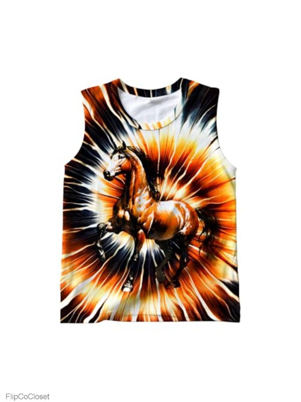 Tie Dye Tank Top Sleeveless Crew Neck Unisex Beach Tee